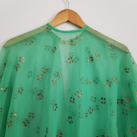 Vintage Green Sheer Shawl Cape OS - Picture 6 of 9